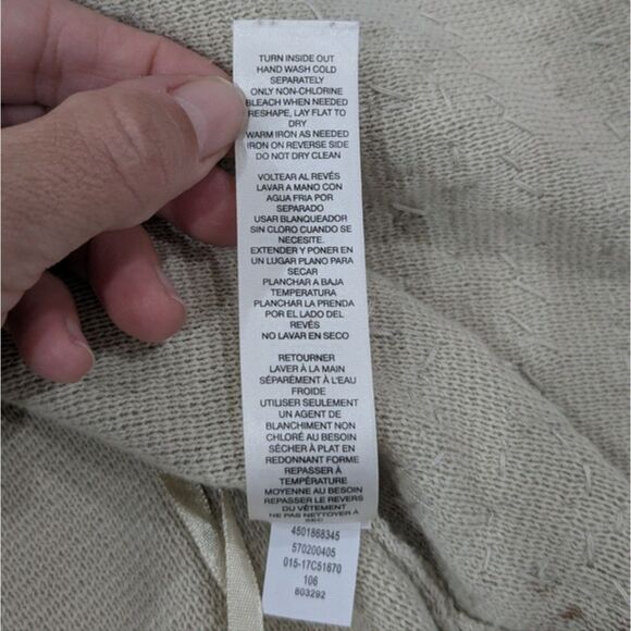 Chico's Tan Brown Open Front Crop Cardigan Sweater 3/4 Sleeve Embellished M/8 - Picture 11 of 11